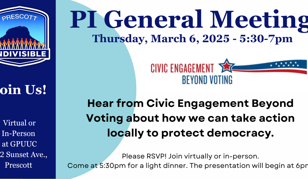 PI General Meeting: Thursday March 6 @ 5:30