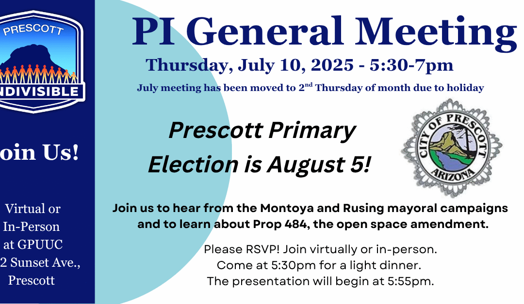 General Meeting Thursday July 10 @ 5:30pm