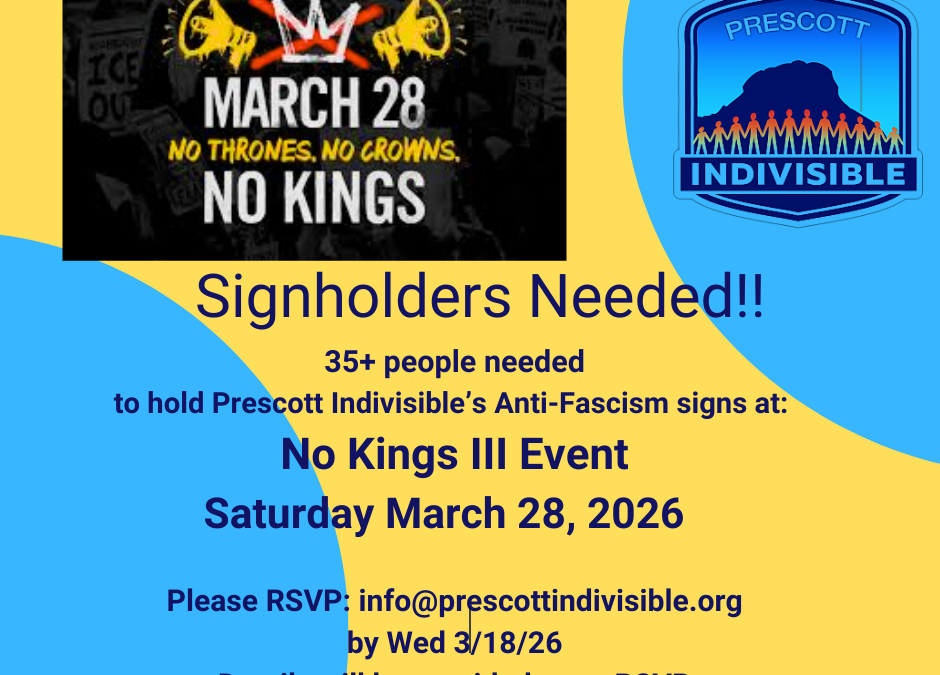 Sign Holders for No Kings III Needed